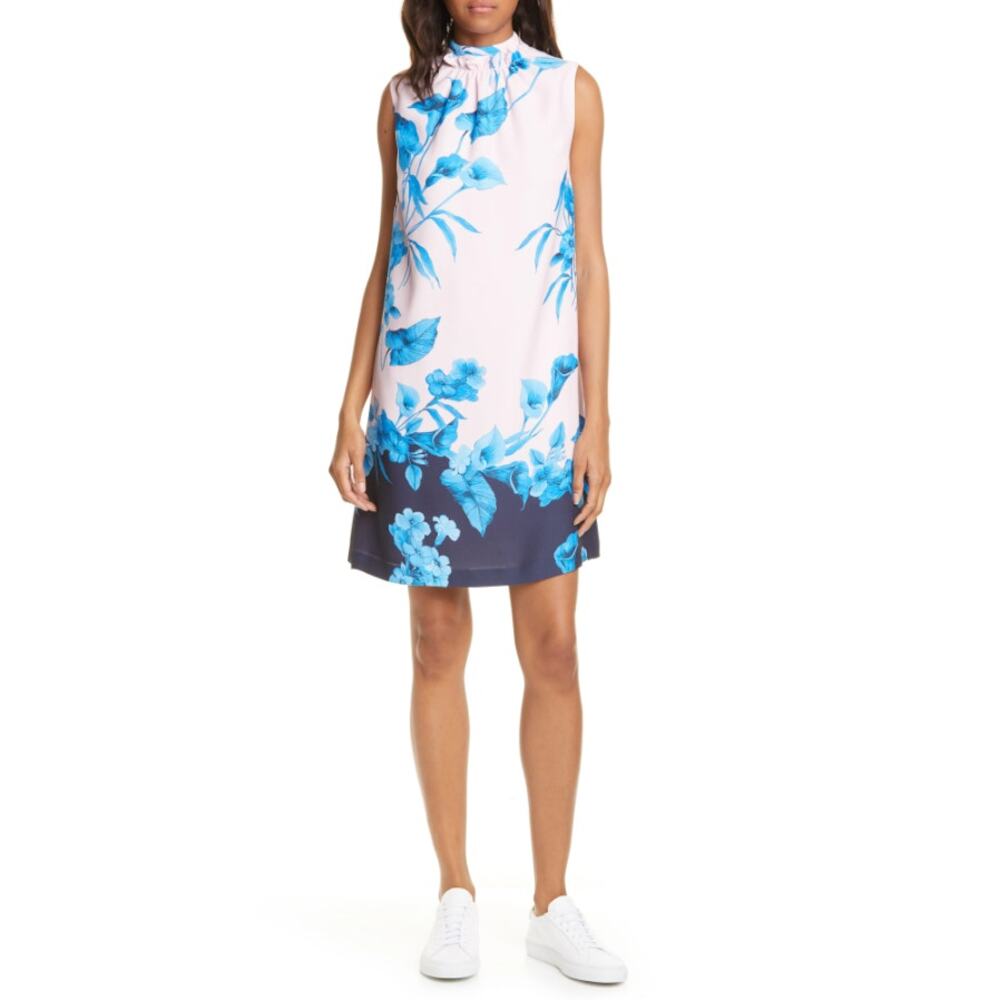 Ted Baker London White and Blue Floral Mini Dress